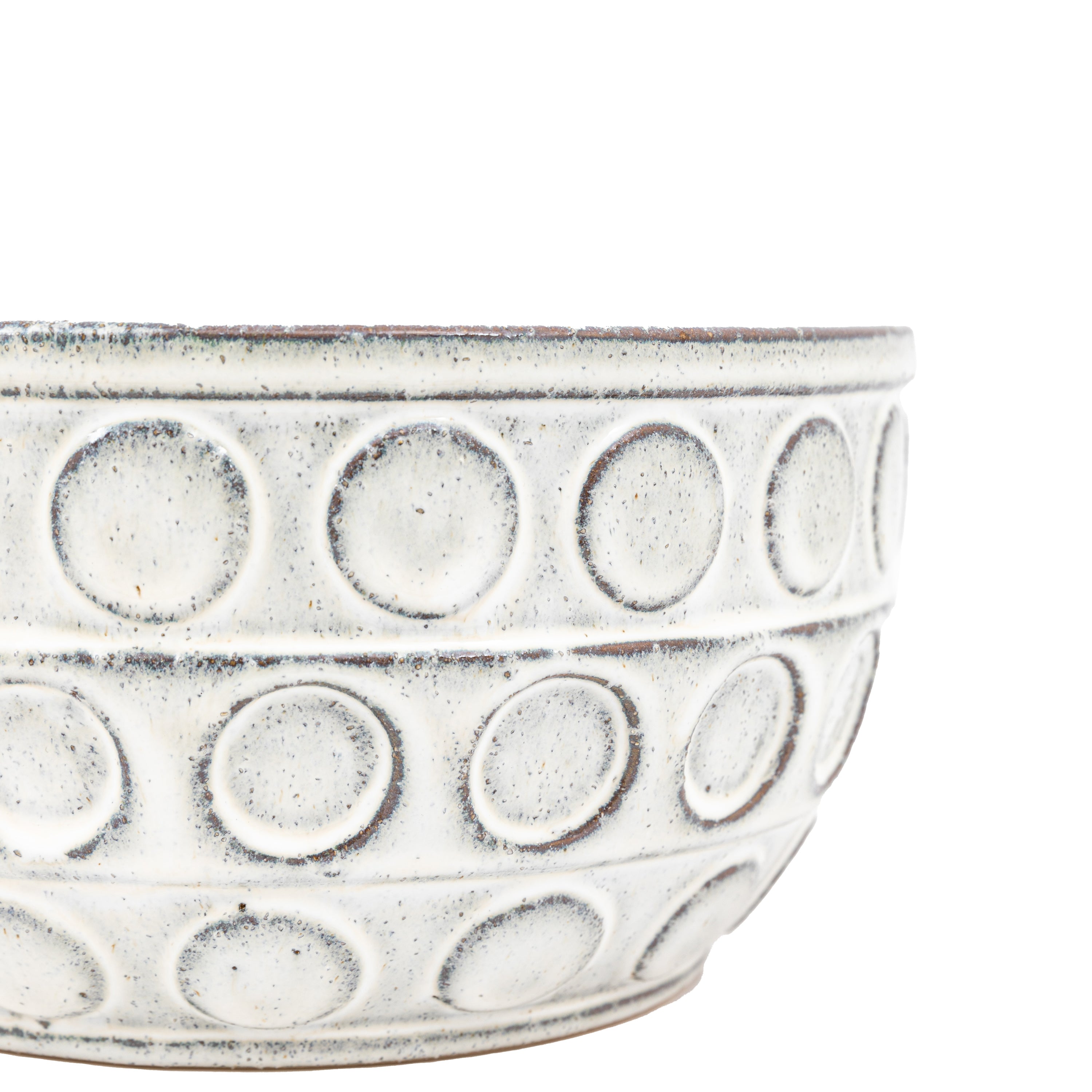 Ushi Handcrafted White Glaze Dotted Ceramic Bowl